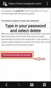 Enter-Password-click-on-Permanently-Delete-my-Instagram-Account