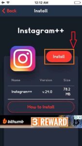 Click on Install Instagram++