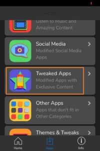 Click on Tweaked Apps in Cyrus Installer