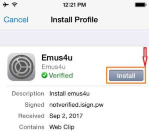 Tap on Install Emus4u