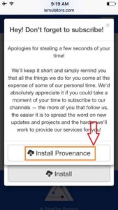 Install Provenance iOS Emulator