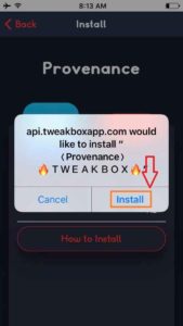 Tap on Install to get Provenance