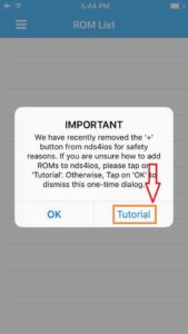 Tap on Tutorial to Know How to Add Roms to NDS4iOS